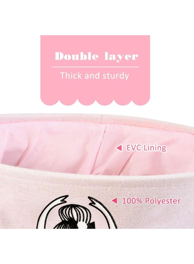 CMGTYYD. سلة تنظيم وردية، سلة تخزين مستديرة كبيرة الحجم، سلة قماشية قابلة للطي، سلة غسيل قطنية، سلة تخزين مناسبة للسكن الجامعي، غرفة نوم الأطفال، الحمام - Image 3