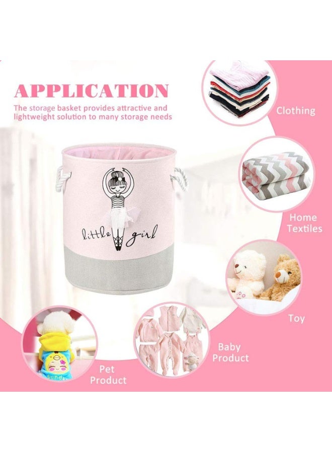 CMGTYYD. سلة تنظيم وردية، سلة تخزين مستديرة كبيرة الحجم، سلة قماشية قابلة للطي، سلة غسيل قطنية، سلة تخزين مناسبة للسكن الجامعي، غرفة نوم الأطفال، الحمام - Image 5