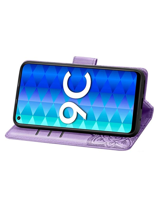 اس-توب جراب هاتف Honor 9C من الجلد المنقوش بنقشة زهور الحب على شكل فراشة - Image 4