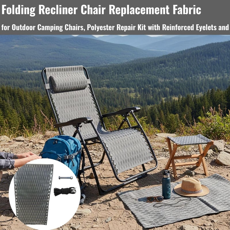 Smooth joint Replacement Fabric for Folding Recliner Chair - Outdoor Seat and Backrest Cover with Reinforced Eyelets for Camping, Beach, and Patio Use Light precision processed material - Image 2
