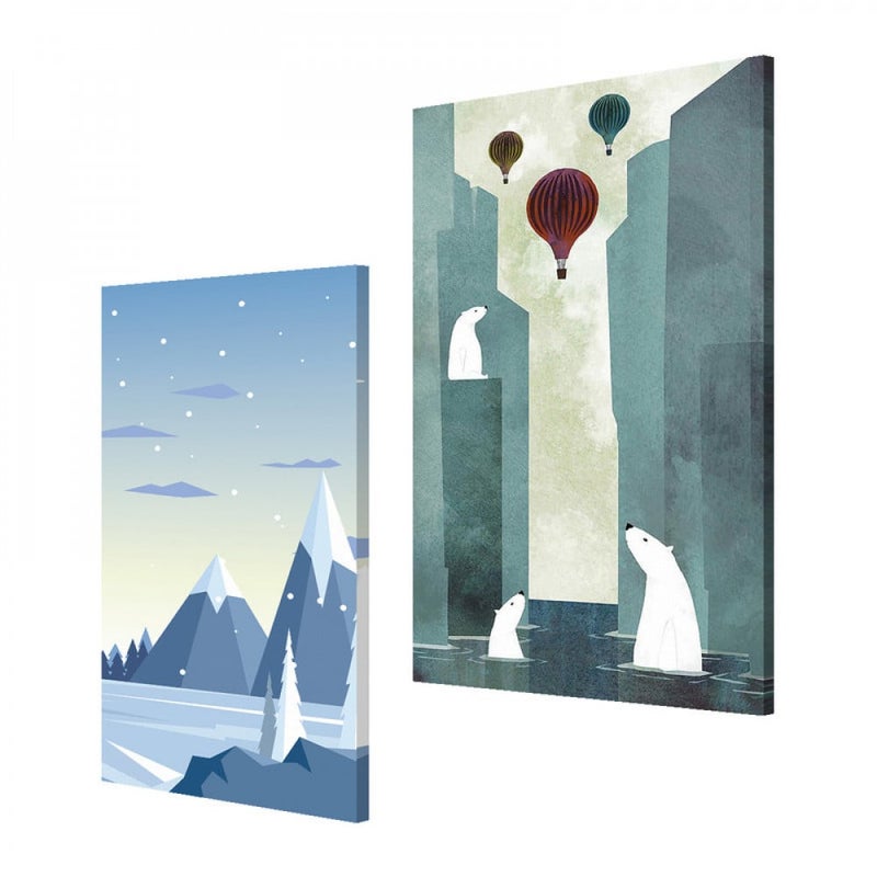 Marktna Double canvas painting with a polar bear design, total size 100 x 70 cm - Image 2