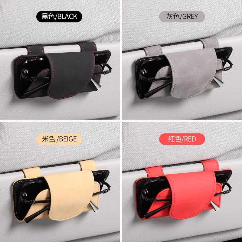 Car Glasses Box Suede Sun Visor Bill Storage Clip Glasses Clip Sunglasses Box Car Sunglasses Box Bag - Image 2