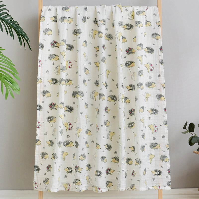 Cotton Two-Layer Wrapping Towel Soft Breathable Newborn Bath Towel Cover Blanket Wrapping Blanket Baby Baby Products Swaddle Towel - Image 1