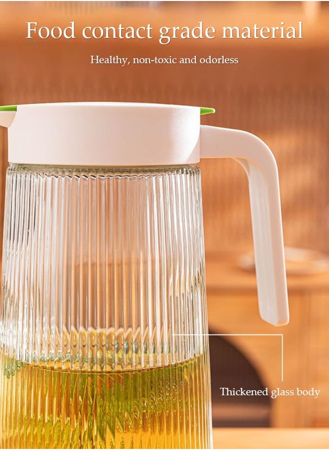 DUNISO Five-Piece Set Of Four Water Cups, Glass Kettle Set,Twill, Large Capacity With Lid, Heat-Resistant, With Handle, Suitable For Hot/Cold Drinks - Water, Tea, Juice, Sangria, Cocktails, Cold Brew, Milk, Coffee, Etc., Juice Jug  - Image 5