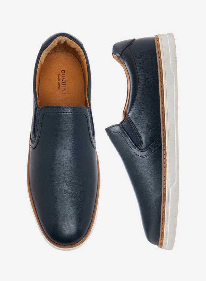 DUCHINI Men's Leather Textured Slip-On Loafers - Image 3