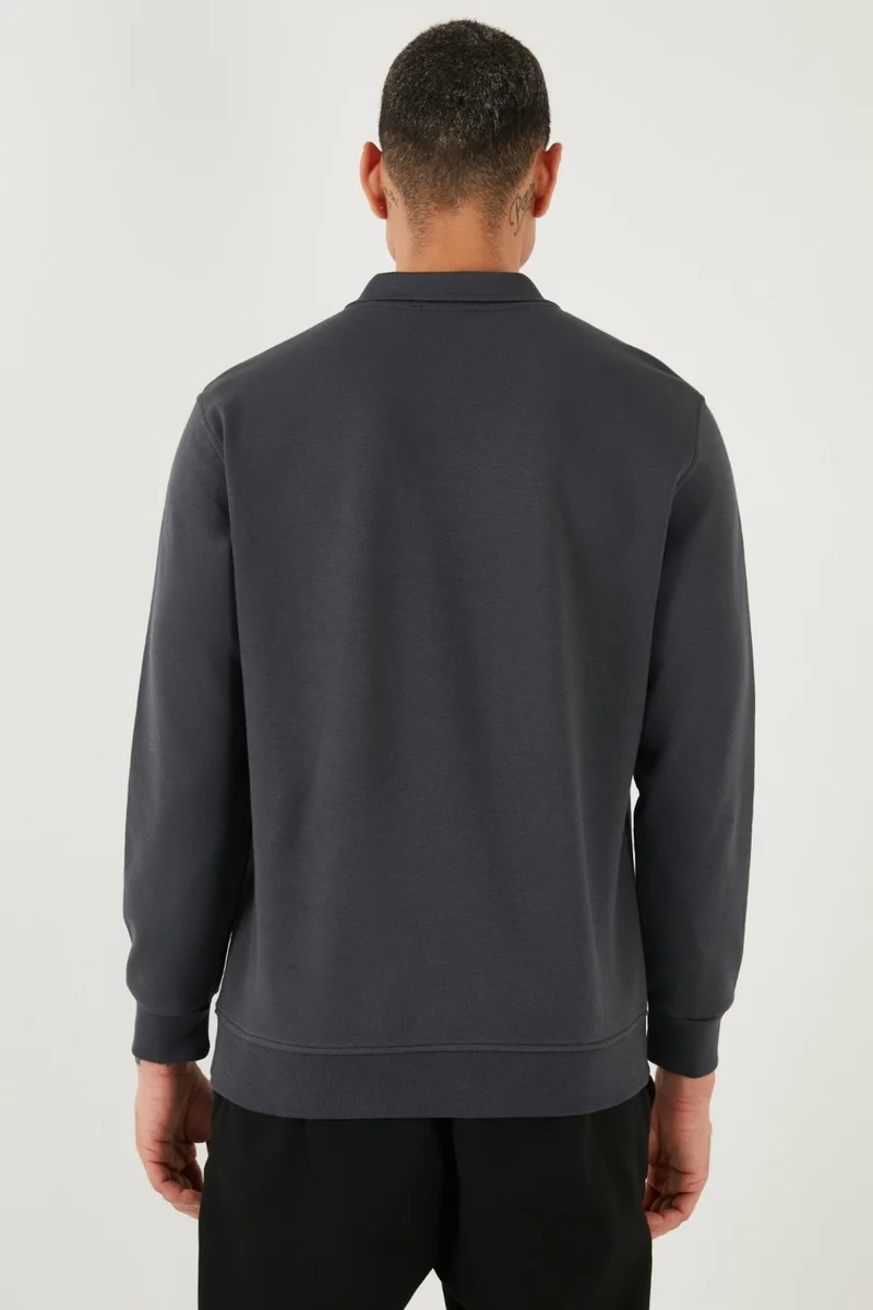 Buratti Cotton Regular Fit Half Zipper Polo Neck Sweat Men's Sweat 5905789