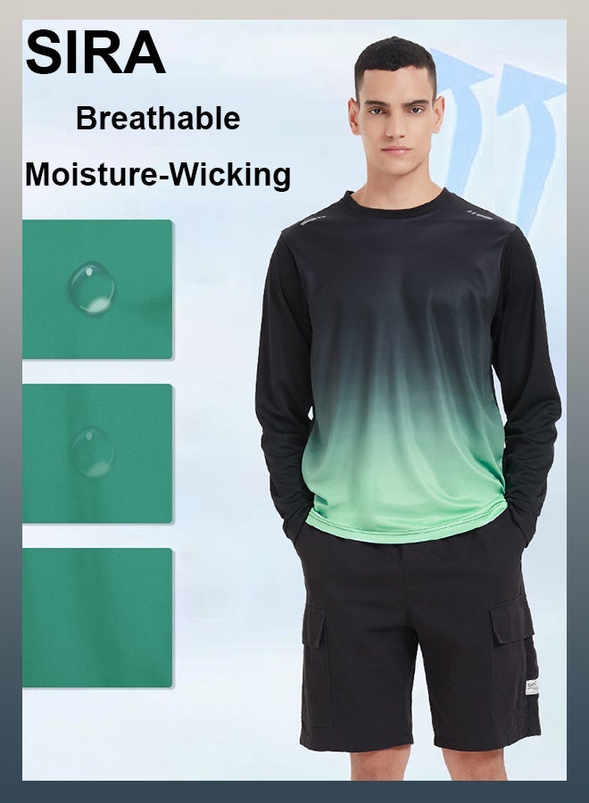 SIRA Men's 4-Piece Workout Set, Black-Green – Quick-Dry Top, Shirt, Pants & Shorts - Image 2