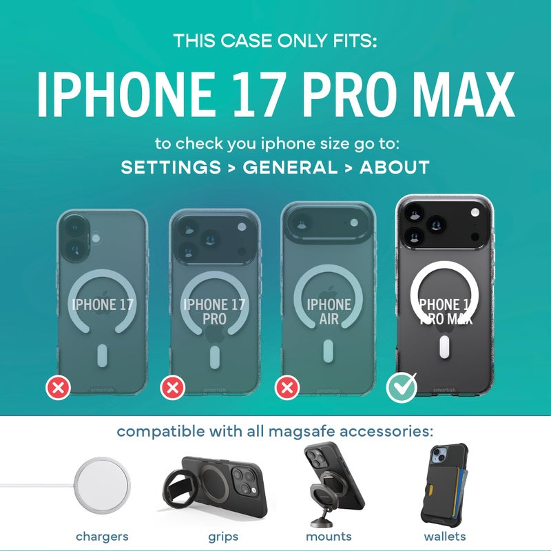 SmartishÂ® iPhone 17 Pro Max MagSafe Clear Case - Gripmunk Magnetic Slim Case [Lightweight + Protective] Anti-Yellowing Thin Grip Clear Cover for Apple iPhone 17 Pro Max - Clearly Clear - Image 5