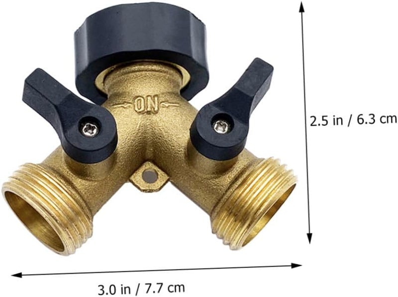 SHOWERORO Brass Garden 2-way Splitter Connector with Shut-off Valves, 3/4 Inch Y- for Outdoor Watering and Car Washing - Image 2
