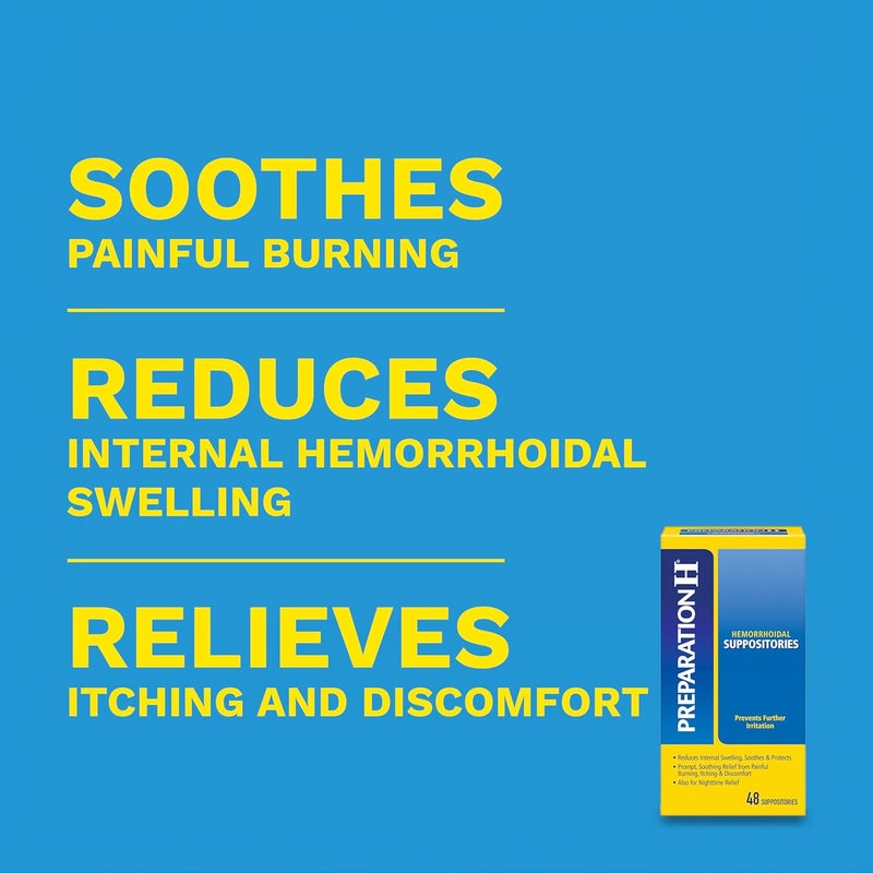 Preparation H Hemorrhoid Symptom Treatment Suppositories, Burning, Itching and Discomfort Relief (48 Count) - Image 2