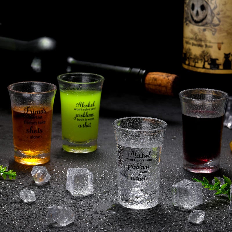 Cunhill 12 Packs Funny Shot Glasses Acrylic Clear Party Shot Glasses 1.2 Ounce Small Wine Glass Cups Bulk Adult Birthday Drinking Gifts Supplies(Friend) - Image 4