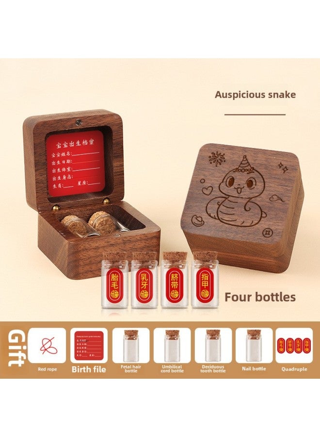 Yiwu Umbilical Cord Collection Box Fetal Hair Souvenir Making Fetal Hair Preservation Bottle Rabbit Baby Navel Baby-Color:4 Bottles + Stickers + Walnut  - Image 1
