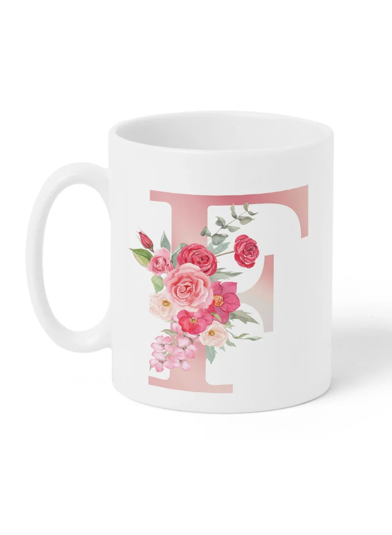 LOWHA 11 oz Ceramic Mug with Letter F Design on Both Sides