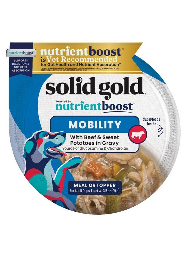 Solid Gold Wet Dog Food Topper & Meal Cups - All Ages, Puppy & Senior, Small Breed & Large Breed - Sensitive Stomach Wet Dog Food for Gut Health, Beef & Veg - 3.5oz Pack of 6 - Image 1