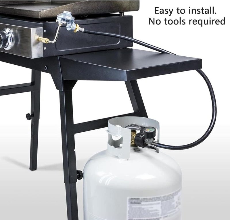 ATTKE Propane Hose Adapter 1lb to 20lb with Gauge, 8FT Propane Tank Grill Adapter Converter for Weber Q Grill, Mr. Heat Propane Heat, Blackstone 17/22‘’ Griddle, Coleman Camping Stove and More - Image 2