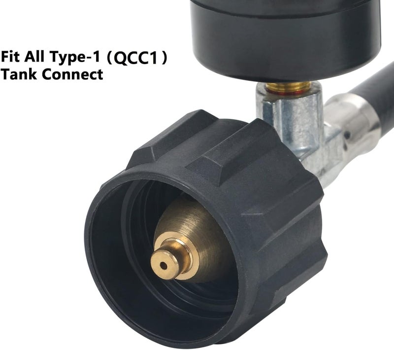 ATTKE Propane Hose Adapter 1lb to 20lb with Gauge, 8FT Propane Tank Grill Adapter Converter for Weber Q Grill, Mr. Heat Propane Heat, Blackstone 17/22‘’ Griddle, Coleman Camping Stove and More - Image 4