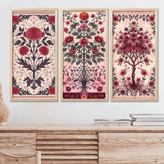 PAINTING FOR WALL HANGING TRADITIONAL INDIAN ART PICHWAI WALL DCOR PAINTINGS INDIAN ART PICHWAI WALL DCOR PAINTINGS FOR HOME DCOR LIVING ROOM BEDROOM SET OF 3 10X19 INCH D