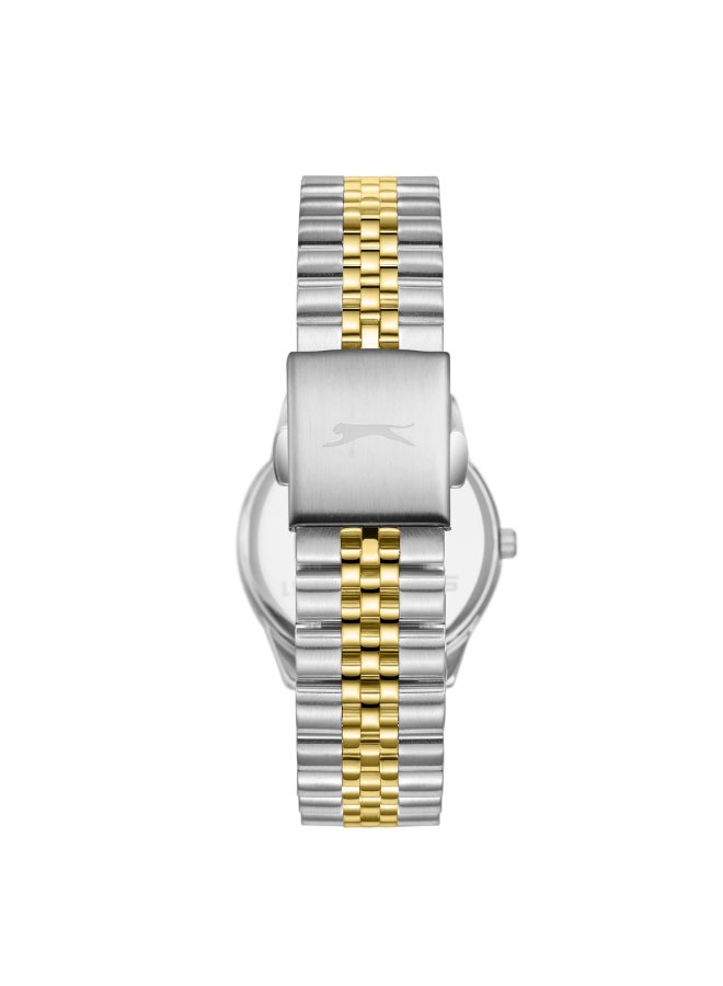 سلازنجر ساعة نسائية متعددة الوظائف بشاشة مع سوار معدني فضيذهبي - Image 4