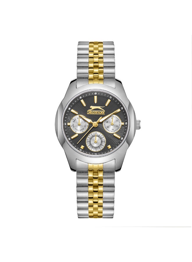 سلازنجر ساعة نسائية متعددة الوظائف بشاشة مع سوار معدني فضيذهبي - Image 1