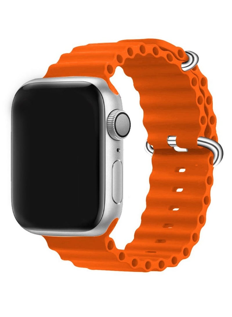CATANES حزام حلقة سيليكون ناعم لساعات آبل أوشن باند 49مم 45مم 44مم آي ووتش سيريز ألترا/8/7/SE/6/5/4/3/2/1 برتقالي - Image 2