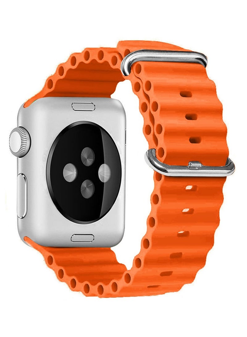 CATANES حزام حلقة سيليكون ناعم لساعات آبل أوشن باند 49مم 45مم 44مم آي ووتش سيريز ألترا/8/7/SE/6/5/4/3/2/1 برتقالي - Image 3
