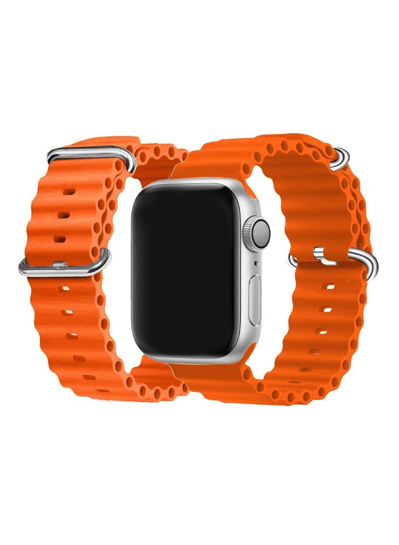 CATANES حزام حلقة سيليكون ناعم لساعات آبل أوشن باند 49مم 45مم 44مم آي ووتش سيريز ألترا/8/7/SE/6/5/4/3/2/1 برتقالي - Image 5