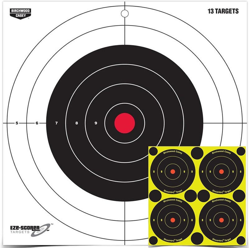 BIRCHWOOD CASEY 12" Eze-Scorer Bull's-Eye Practice Shoot-Up Brilliant White Paper Targets for Indoor and Outdoor Use, 13 Targets - Image 2