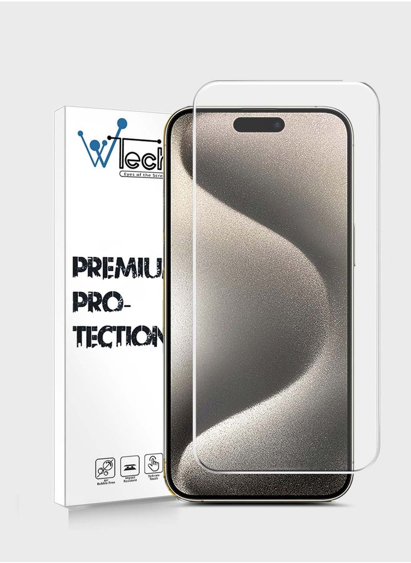 Wtech Apple iPhone 15 Pro Max 2023 Premium Series Curved Edges 9H 2.5D Tempered Glass Screen Protector (MSG9CN) - Clear  - Image 1