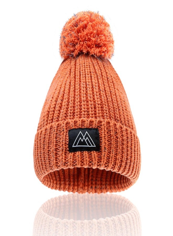 YATANAM Baby Beanie Reflective Toddler Winter Hat Knitted Infant Beanies for Girls Boys Novelty Pom Pom Hats (6-24 Months, A-Orange) - Image 1