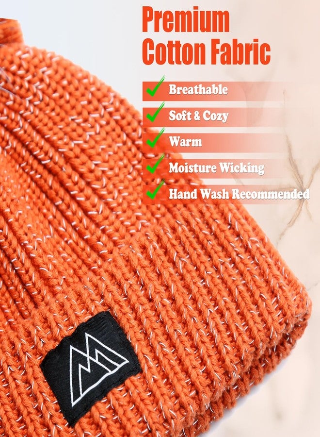 YATANAM Baby Beanie Reflective Toddler Winter Hat Knitted Infant Beanies for Girls Boys Novelty Pom Pom Hats (6-24 Months, A-Orange) - Image 3