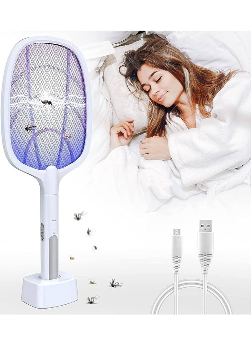إلترازون Best Mosquito Killer Racket with Rechargeable Battery – UV Light Insect Zapper Bat with Auto Killing Mode, Detachable Stand, 3-Layer Safety Net – Electric Fly Swatter for Home, Indoor & Outdoor Use - Image 2