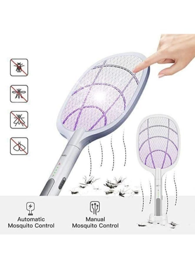 إلترازون Best Mosquito Killer Racket with Rechargeable Battery – UV Light Insect Zapper Bat with Auto Killing Mode, Detachable Stand, 3-Layer Safety Net – Electric Fly Swatter for Home, Indoor & Outdoor Use - Image 5