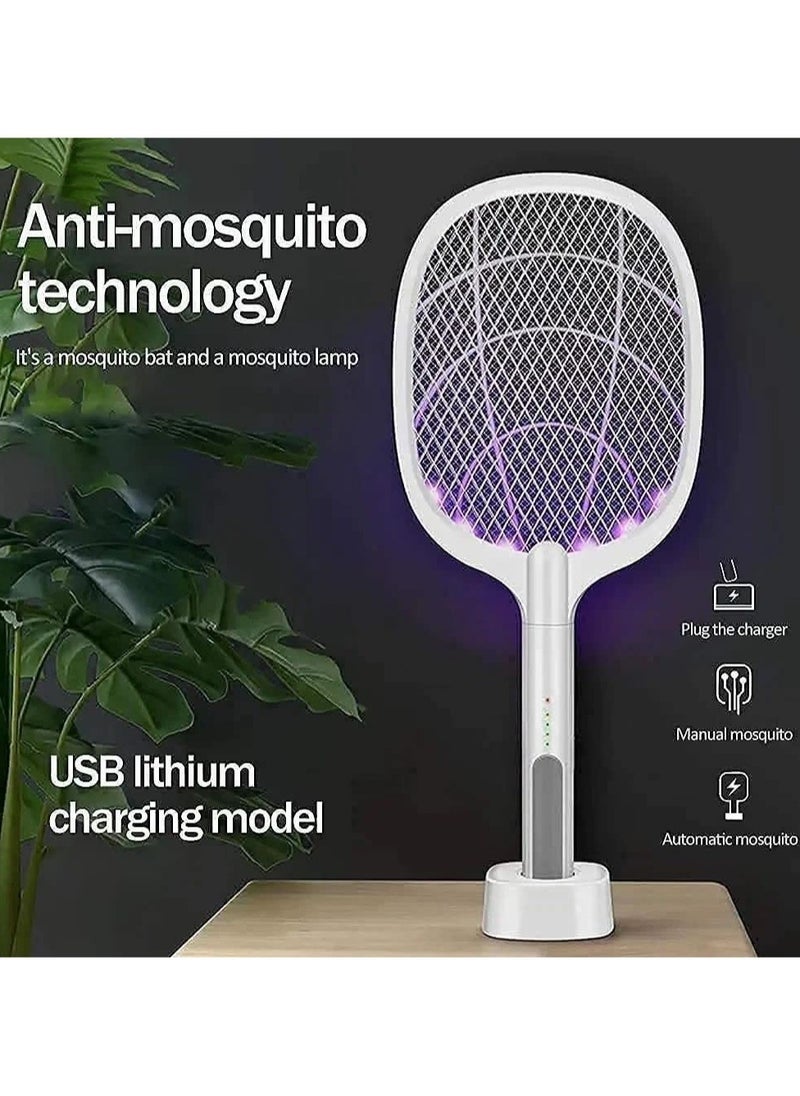 إلترازون Best Mosquito Killer Racket with Rechargeable Battery – UV Light Insect Zapper Bat with Auto Killing Mode, Detachable Stand, 3-Layer Safety Net – Electric Fly Swatter for Home, Indoor & Outdoor Use - Image 4