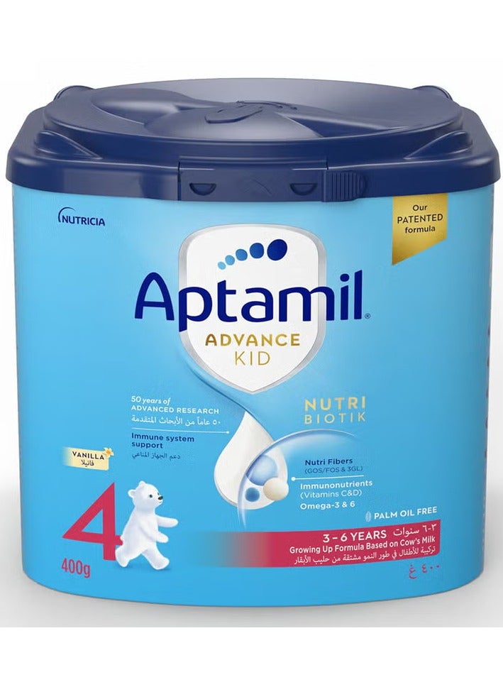 Aptamil Advance Stage 4 Palm Oil Free Growing Up Kids Milk Formula For 3 To 6 Years 400g