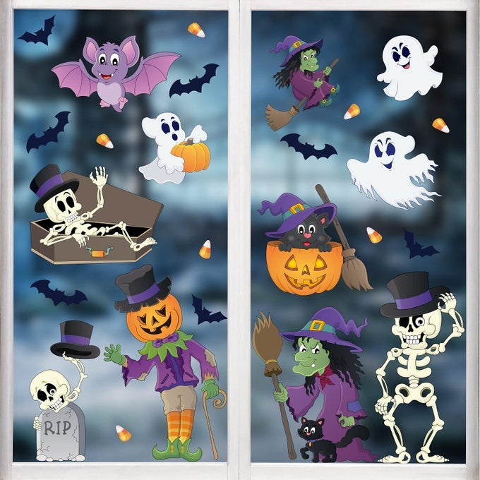 HALLOWEEN WINDOW DECORATIONS 8 SHEETS WINDOW DECORATION STICKERS FOR GLASS