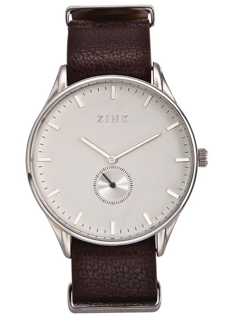 ZINK ZK130G5LS-12S ELEGANCE - TIMELESS MEN'S LEATHER WATCH with Silver Dial & Brown Band - Image 1