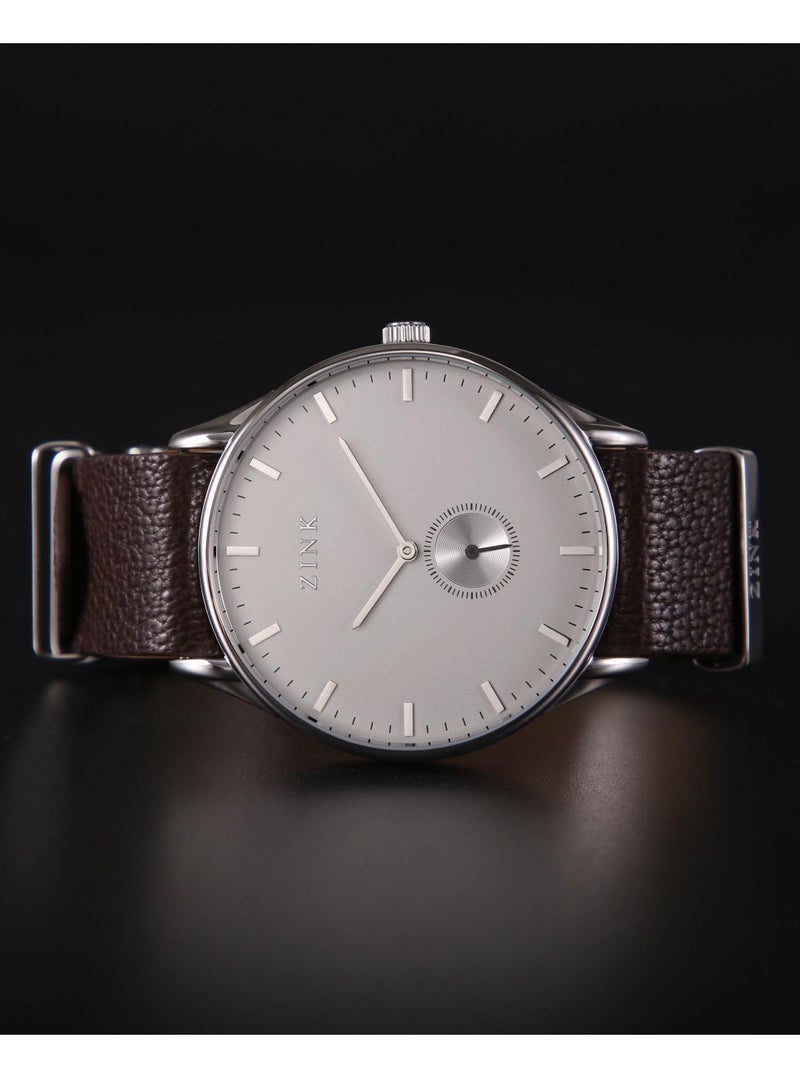 ZINK ZK130G5LS-12S ELEGANCE - TIMELESS MEN'S LEATHER WATCH with Silver Dial & Brown Band - Image 5
