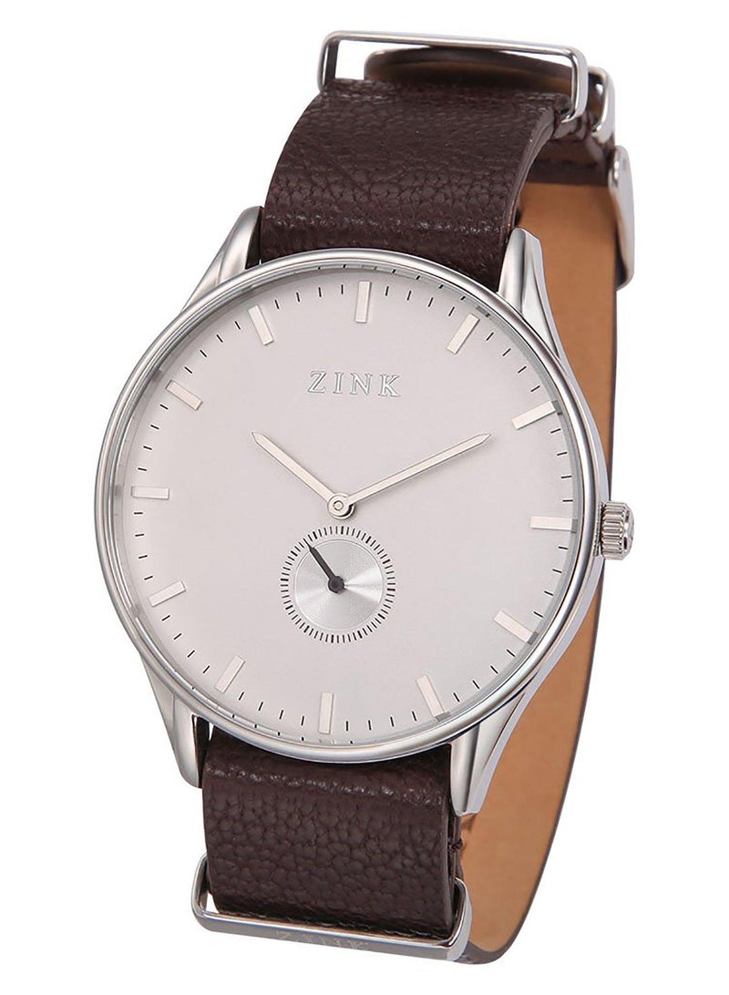 ZINK ZK130G5LS-12S ELEGANCE - TIMELESS MEN'S LEATHER WATCH with Silver Dial & Brown Band - Image 3