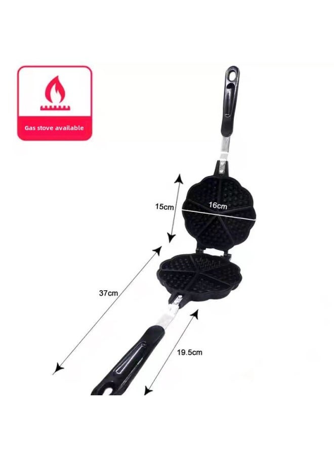 Generic - Commercial Household 12-hole 16-hole Cake Mold Non-stick Double-sided Frying Pan Baking Tool Egg Baking Tray Wholesale-Specifications:Five Heart-shaped Waffle Baking Pan-Size:Black - Image 1