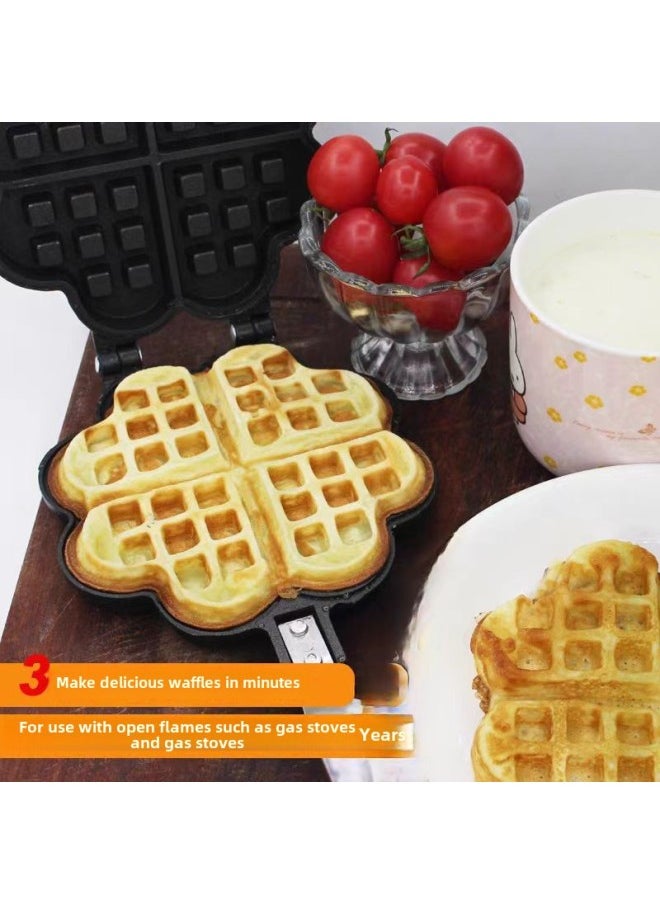 Generic - Commercial Household 12-hole 16-hole Cake Mold Non-stick Double-sided Frying Pan Baking Tool Egg Baking Tray Wholesale-Specifications:Five Heart-shaped Waffle Baking Pan-Size:Black - Image 1