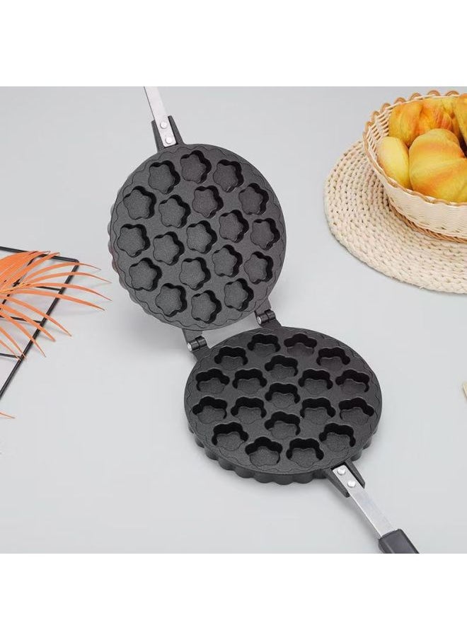 Generic - Commercial Household 12-hole 16-hole Cake Mold Non-stick Double-sided Frying Pan Baking Tool Egg Baking Tray Wholesale-Specifications:Five Heart-shaped Waffle Baking Pan-Size:Black - Image 1