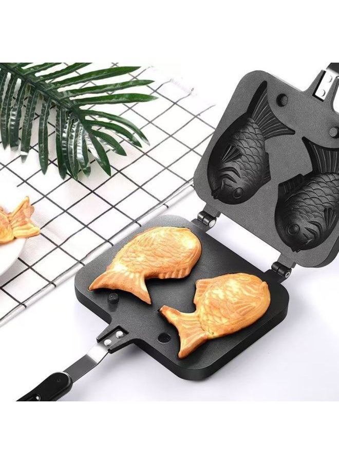 Generic - Commercial Household 12-hole 16-hole Cake Mold Non-stick Double-sided Frying Pan Baking Tool Egg Baking Tray Wholesale-Specifications:Five Heart-shaped Waffle Baking Pan-Size:Black - Image 1