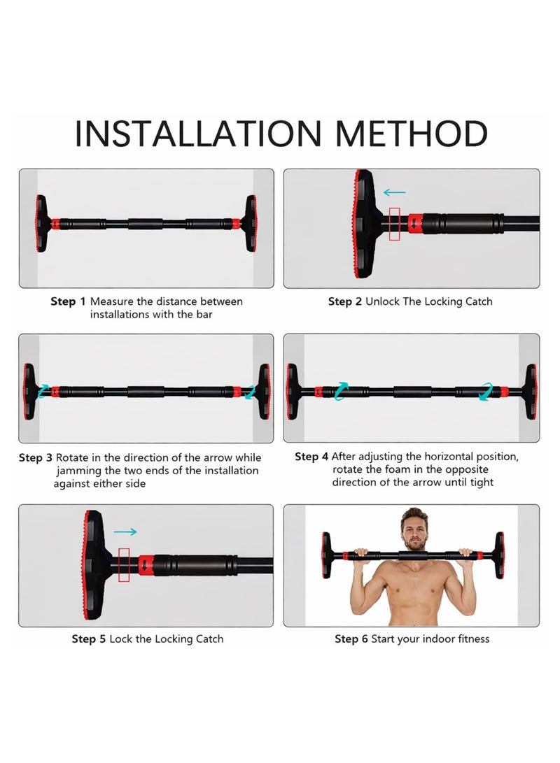 Toshionics Adjustable Doorway Pull-Up Bar for Home Strength Training, Heavy-Duty Steel, No-Drill Installation - Image 3