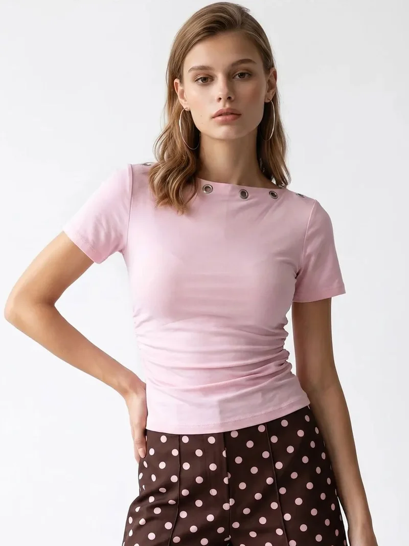 ميكسراي MIXRAY Women's Slim Fit Boat Neck T-Shirt