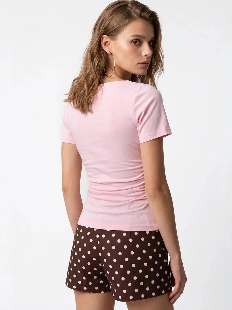 Mixray Blush Pink MIXRAY Women's Slim Fit Boat Neck T-Shirt for Women | Best Price UAE