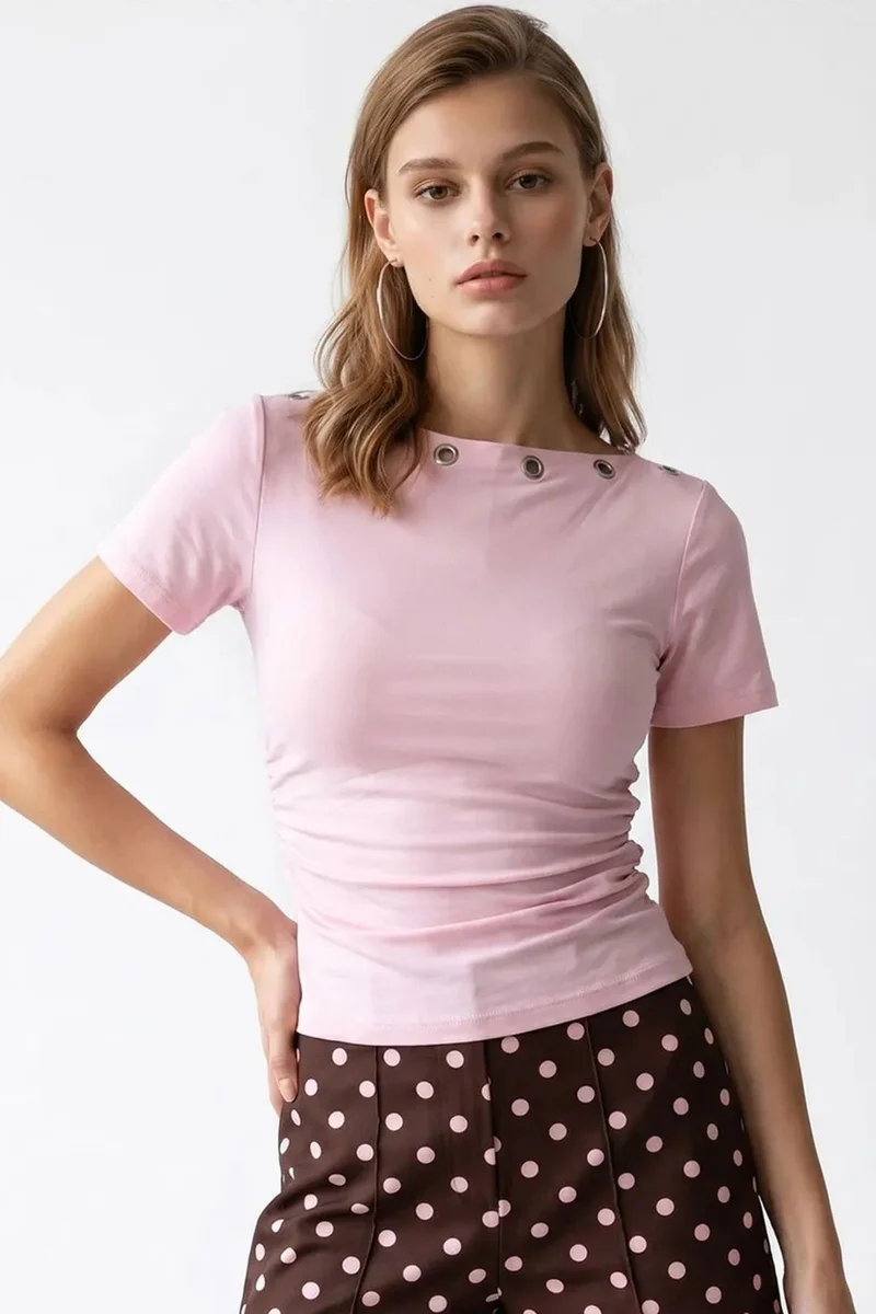 ميكسراي MIXRAY Women's Slim Fit Boat Neck T-Shirt
