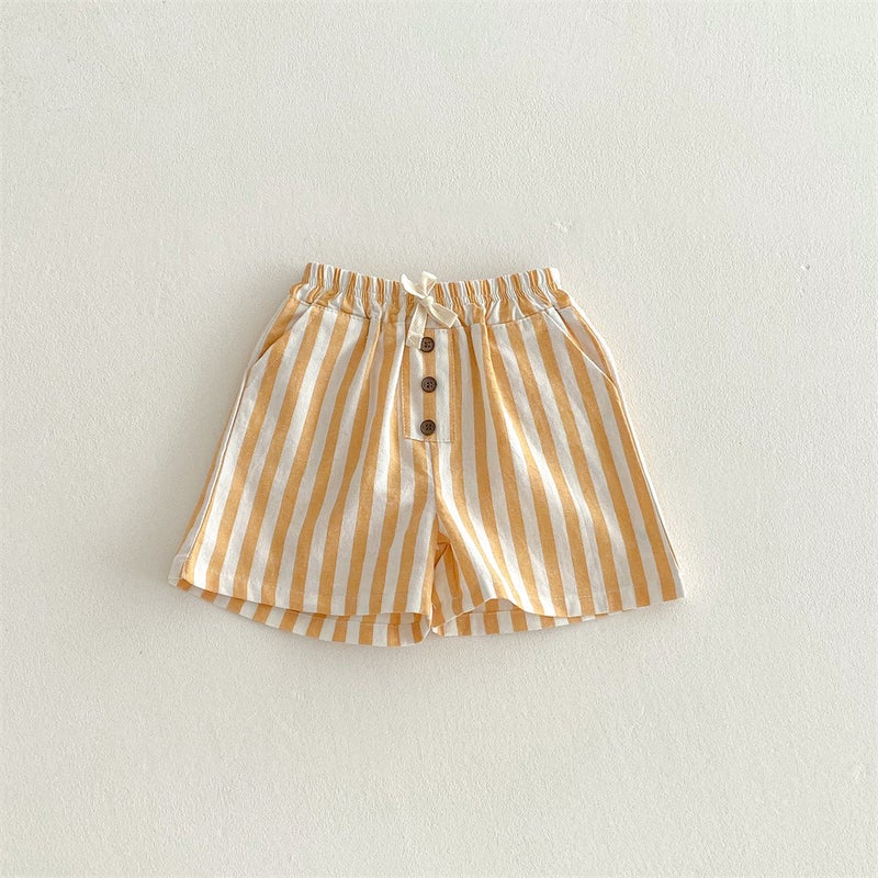 Ins Summer Children's Striped Lace-up Shorts Casual Pants Loose Comfortable Baby Pocket Shorts Boys Beach Pants - Image 3