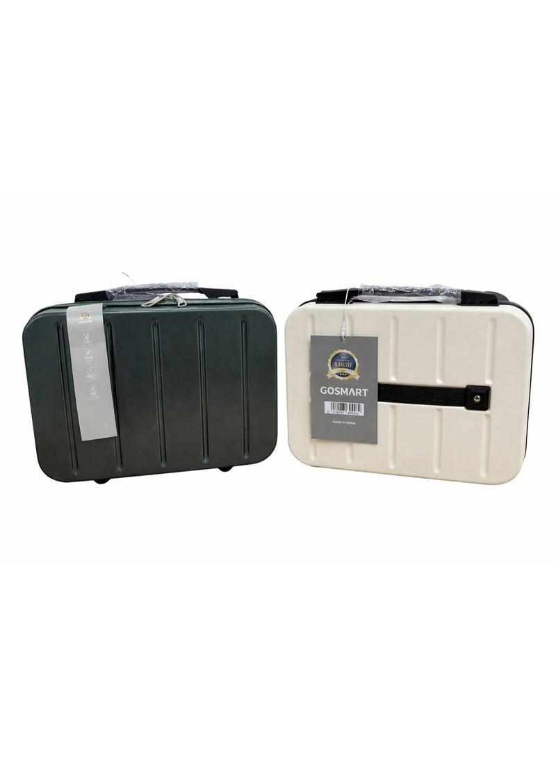 GOSMART Hard Shell Travel Case Portable Storage Bag with Handle, Durable Polycarbonate Material, Compact Organizer Case for Travel & Electronics, Lightweight Carry Case – Green & White