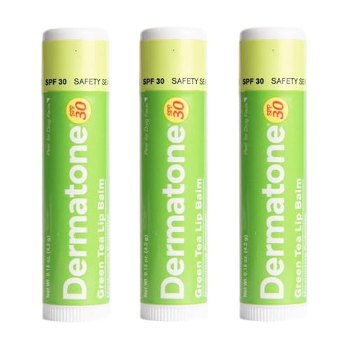 Dermatone Green Tea Lip Balm Moisturizing Medicated Aloe Vitamin E Soothes Dry Chapped Cracked Lips SPF30 3pack Green Tea 015oz - Image 2