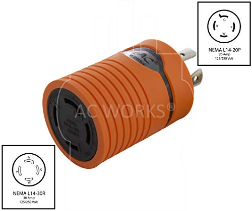 AC WORKS Generator to Transfer Switch L14-30 Inlet Box Adapter (L14-20 20Amp 4-Prong to L14-30 Compact) - Image 2